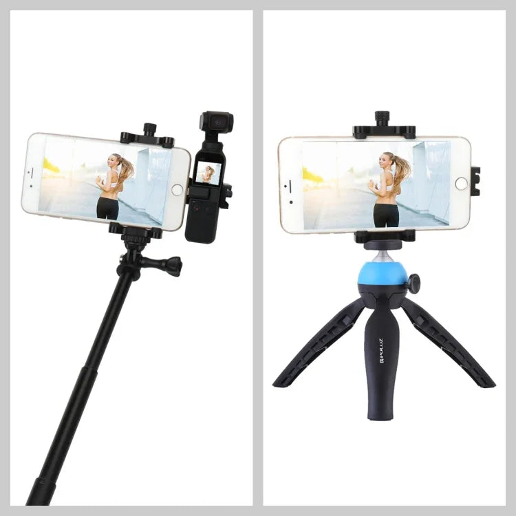 حامل تثبيت متعدد الوظائف من سبائك الألمنيوم لهواتف ذكية مع مشبك توسعة PULUZ لحامل DJI OSMO Pocket / Pocket 2، مشبك التثبيت