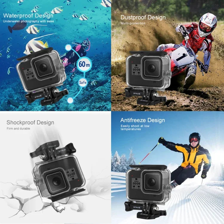 غطاء كاميرا غطس مقاوم للماء حتى عمق 60 متر من PULUZ لكاميرا GoPro HERO8 Black، لـ GoPro HERO8 Black