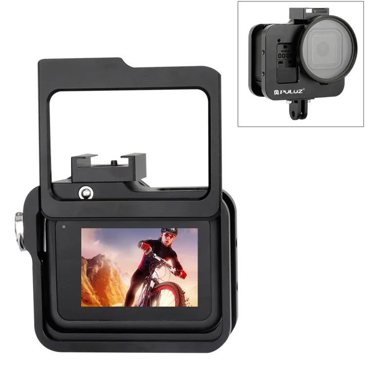هيكل حماية من سبائك الألمنيوم CNC مع إطار تأمين وعدسة UV بحجم 52 مم لكاميرا GoPro HERO8 Black من PULUZ، لـ HERO8 Black مع إطار