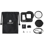 هيكل حماية من سبائك الألمنيوم CNC مع إطار تأمين وعدسة UV بحجم 52 مم لكاميرا GoPro HERO8 Black من PULUZ، لـ HERO8 Black مع إطار