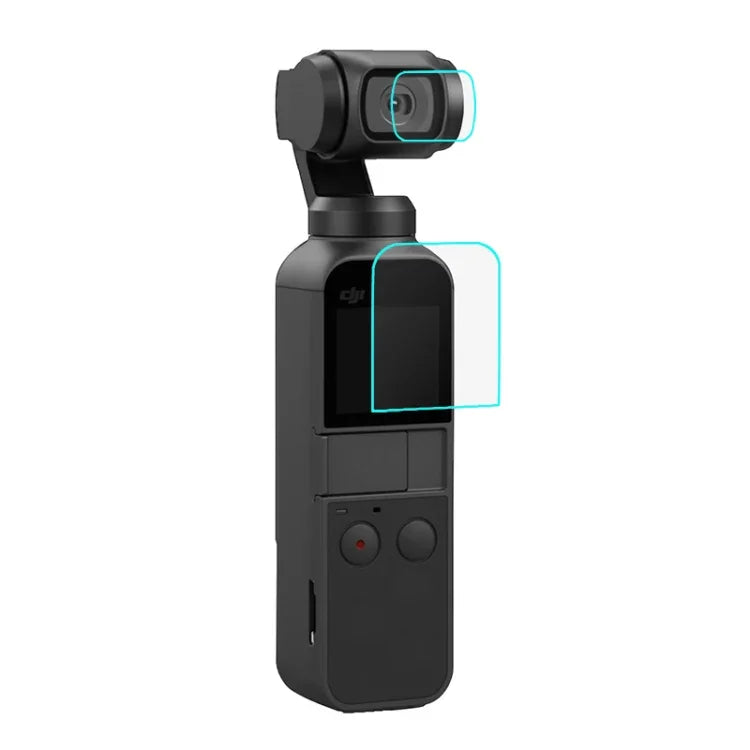 واقي عدسة زجاجي مقسى 9H 2.5D عالي الوضوح + فيلم شاشة لكاميرا DJI OSMO Pocket Gimbal من PULUZ، لـ DJI OSMO Pocket