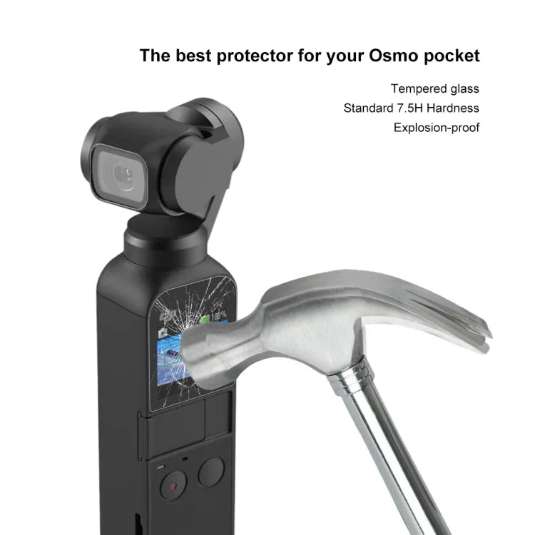 واقي عدسة زجاجي مقسى 9H 2.5D عالي الوضوح + فيلم شاشة لكاميرا DJI OSMO Pocket Gimbal من PULUZ، لـ DJI OSMO Pocket