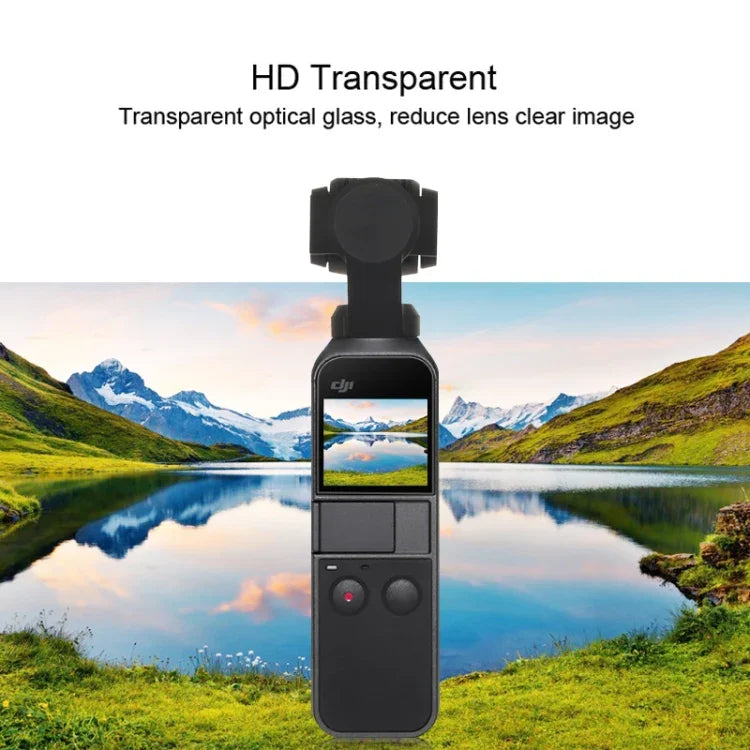 واقي عدسة زجاجي مقسى 9H 2.5D عالي الوضوح + فيلم شاشة لكاميرا DJI OSMO Pocket Gimbal من PULUZ، لـ DJI OSMO Pocket