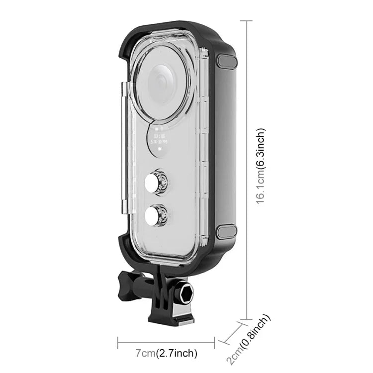 PULUZ غطاء حماية مقاوم للماء تحت الماء بعمق 30 متر لكاميرا Insta360 ONE X، مع مشبك قاعدة أساسية وبرغي، لـ Insta360 ONE X