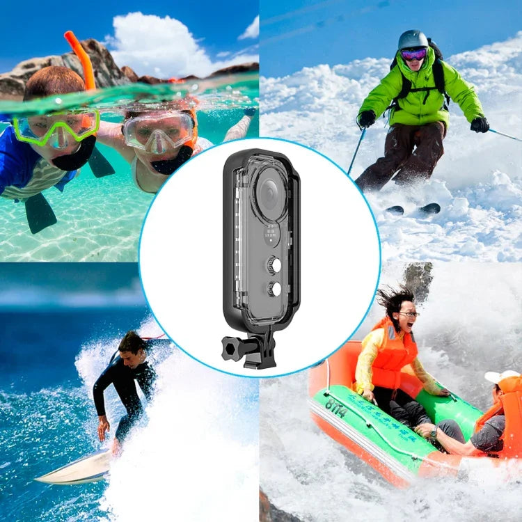 PULUZ غطاء حماية مقاوم للماء تحت الماء بعمق 30 متر لكاميرا Insta360 ONE X، مع مشبك قاعدة أساسية وبرغي، لـ Insta360 ONE X