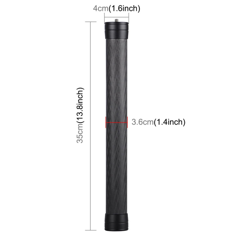 عمود أحادي قابل للتمديد من ألياف الكربون من PULUZ لأجهزة DJI / MOZA / Feiyu V2 / Zhiyun G5 / SPG، الطول: 35 سم، 35 سم