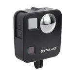 هيكل حماية من سبائك الألمنيوم CNC لقفص كاميرا GoPro Fusion من PULUZ مع قاعدة تثبيت أساسية وأغطية عدسات، لكاميرا GoPro Fusion