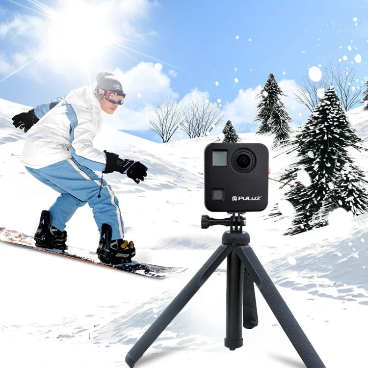 هيكل حماية من سبائك الألمنيوم CNC لقفص كاميرا GoPro Fusion من PULUZ مع قاعدة تثبيت أساسية وأغطية عدسات، لكاميرا GoPro Fusion
