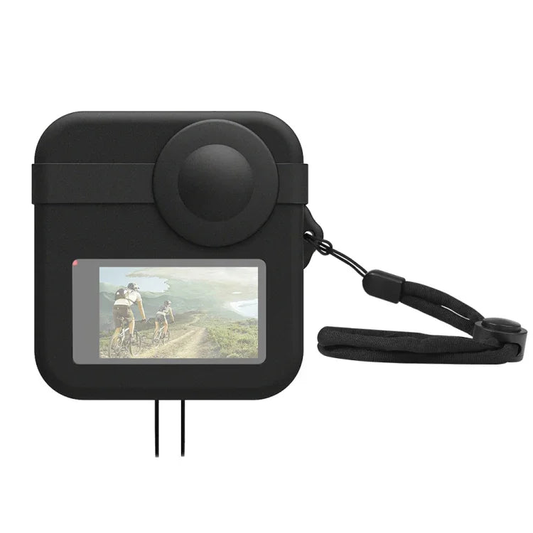 غطاء عدسات مزدوجة PULUZ لكاميرا GoPro Max + غطاء حماية من السيليكون للجسم، غطاء سيليكون