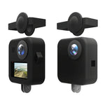 غطاء عدسات مزدوجة PULUZ لكاميرا GoPro Max + غطاء حماية من السيليكون للجسم، غطاء سيليكون