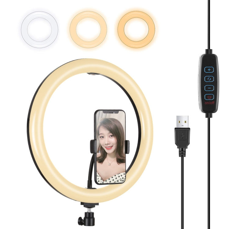 PULUZ حلقة إضاءة LED منحنية قابلة للتعتيم بقياس 11.8 بوصة 30 سم USB مع 3 أوضاع ودرجة حرارة لون مزدوجة للتصوير الذاتي والفيديو مع مشبك هاتف، 11.8 بوصة