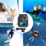غطاء غطس مقاوم للماء تحت الماء بعمق 45 متر PULUZ لكاميرا GoPro MAX، مع مشبك تثبيت أساسي وبرغي، غطاء مقاوم للماء
