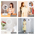 PULUZ ضوء فيديو تصوير سيلفي وفلوغ LED منحني بحجم 10.2 بوصة 26 سم مع 3 أوضاع USB، قابل لتعديل السطوع ودرجة حرارة اللون المزدوجة، مع جهاز تحكم عن بعد بلوتوث وحامل مكتبي قابل للطي ومشبك هاتف