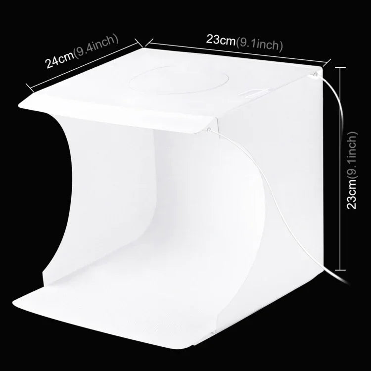 PULUZ 20 سم تشمل 2 لوحات LED قابلة للطي، مجموعة إضاءة محمولة 1100 لومن لاستوديو التصوير مع 6 خلفيات ملونة (أسود، أبيض، أصفر، أحمر، أخضر، أزرق)، الحجم عند الفتح: 24 سم × 23 سم × 23 سم، 20 سم (2 LED/RU)، 20 سم (2 LED)