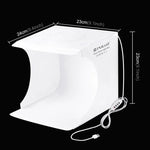 PULUZ لوحة إضاءة LED دائرية قابلة للطي بحجم 23 سم مع مجموعة خيمة تصوير استوديو إضاءة تصوير مع 6 خلفيات ألوان (أسود، أبيض، أصفر، أحمر، أخضر، أزرق)، الحجم عند الفتح: 24 سم × 23 سم × 23 سم، لوحة LED دائرية بحجم 23 سم