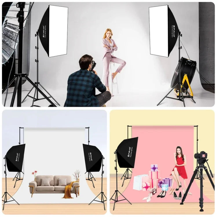 بولوز صندوق إضاءة ناعم استوديو 50x70 سم + حامل ثلاثي القوائم 2 متر + لمبة LED بيضاء 30 واط 5700 كلفن E27 220 فولت، لمبة واحدة قابس الاتحاد الأوروبي، لمبة واحدة قابس الولايات المتحدة