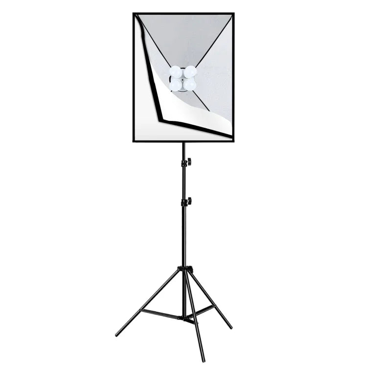 بولوز صندوق إضاءة ناعم استوديو 50x70 سم + حامل ثلاثي القوائم 2 متر + 4 لمبات LED بيضاء 20 واط 5700 كلفن E27 220 فولت، 4 لمبات قابس الاتحاد الأوروبي، 4 لمبات قابس الولايات المتحدة