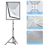 بولوز صندوق إضاءة ناعم استوديو 50x70 سم + حامل ثلاثي القوائم 2 متر + 4 لمبات LED بيضاء 20 واط 5700 كلفن E27 220 فولت، 4 لمبات قابس الاتحاد الأوروبي، 4 لمبات قابس الولايات المتحدة