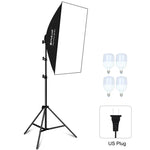 بولوز صندوق إضاءة ناعم استوديو 50x70 سم + حامل ثلاثي القوائم 2 متر + 4 لمبات LED بيضاء 20 واط 5700 كلفن E27 220 فولت، 4 لمبات قابس الاتحاد الأوروبي، 4 لمبات قابس الولايات المتحدة