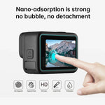 فيلم زجاجي مقسى بدرجة صلابة 9H و 2.5D مع عدسة وشاشة LCD من PULUZ لكاميرات GoPro HERO12 Black / 11 Black / 10 Black / 9 Black، لكاميرا GoPro HERO9 Black