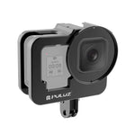 غطاء حماية سميك من الألمنيوم CNC PULUZ لكاميرا GoPro HERO13 Black /12 Black /11 Black /10 Black /9 Black مع إطار تأمين وعدسة UV 52 مم، للنسخة السميكة من GoPro HERO9 Black