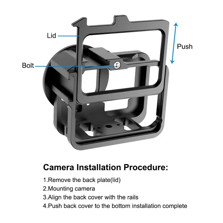 غطاء حماية سميك من الألمنيوم CNC PULUZ لكاميرا GoPro HERO13 Black /12 Black /11 Black /10 Black /9 Black مع إطار تأمين وعدسة UV 52 مم، للنسخة السميكة من GoPro HERO9 Black