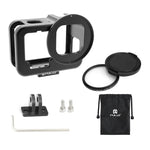 غطاء حماية رقيق من الألمنيوم CNC PULUZ لكاميرا GoPro HERO13 Black /12 Black /11 Black /10 Black /9 Black مع إطار تأمين وعدسة UV 52 مم، للنسخة الرقيقة من GoPro HERO9 Black