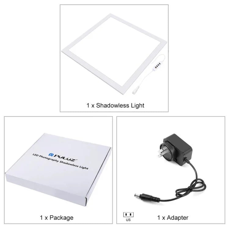 لوح إضاءة LED أكريليك بدون تعتيم وظلال من PULUZ بقوة 1000 لومن مع مفتاح تشغيل لحقيبة تصوير 40 سم، ضوء (الولايات المتحدة)، ضوء (المملكة المتحدة)، ضوء (الاتحاد الأوروبي)