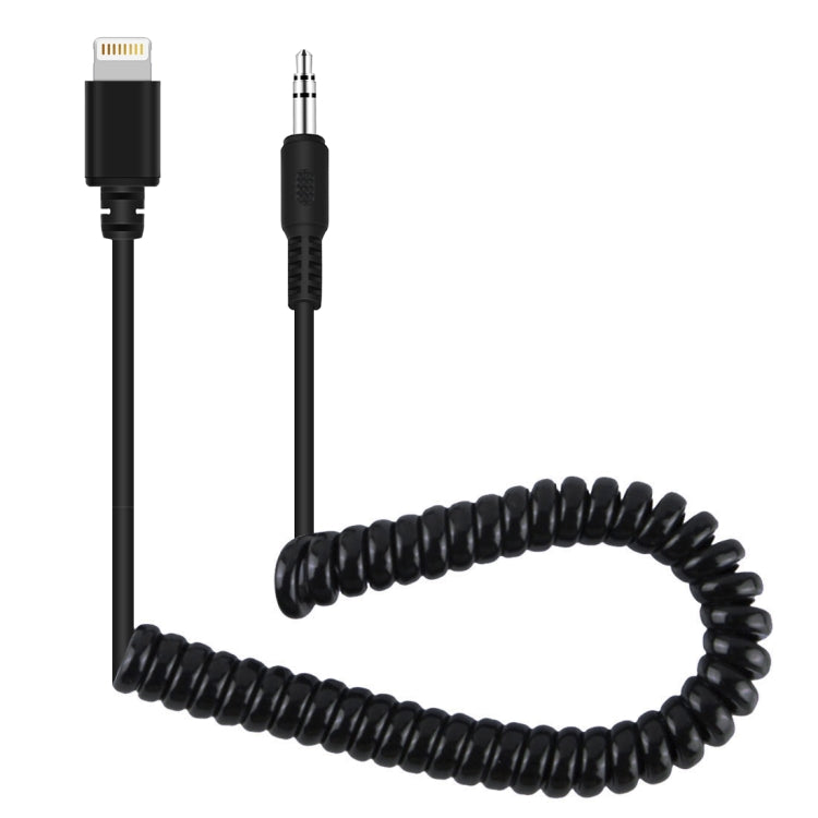 PULUZ كابل محول صوت ميكروفون مباشر 3.5 مم TRRS ذكر إلى 8 دبوس ذكر مع نابض ملفوف لهواتف iPhone، يمتد حتى 100 سم