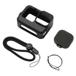 غطاء حماية سيليكون PULUZ لكاميرا GoPro HERO12 Black /11 Black /10 Black /9 Black مع حزام معصم وغطاء عدسة، لكاميرا GoPro HERO9 Black