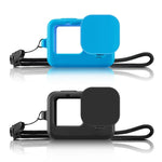 غطاء حماية سيليكون PULUZ لكاميرا GoPro HERO12 Black /11 Black /10 Black /9 Black مع حزام معصم وغطاء عدسة، لكاميرا GoPro HERO9 Black
