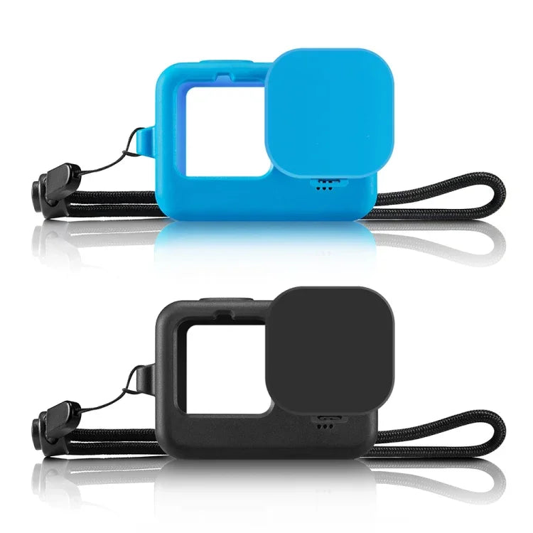 غطاء حماية سيليكون PULUZ لكاميرا GoPro HERO12 Black /11 Black /10 Black /9 Black مع حزام معصم وغطاء عدسة، لكاميرا GoPro HERO9 Black