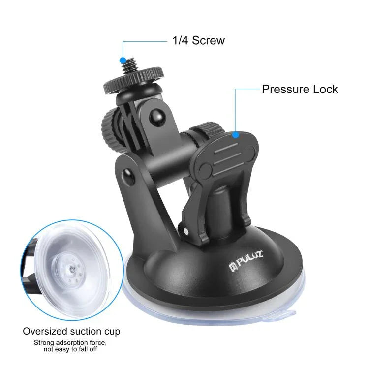حامل شفط للسيارة من PULUZ مع برغي ومحول حامل ترايبود وحقيبة تخزين لكاميرات GoPro و Insta360 و DJI وغيرها من كاميرات الحركة، حامل شفط