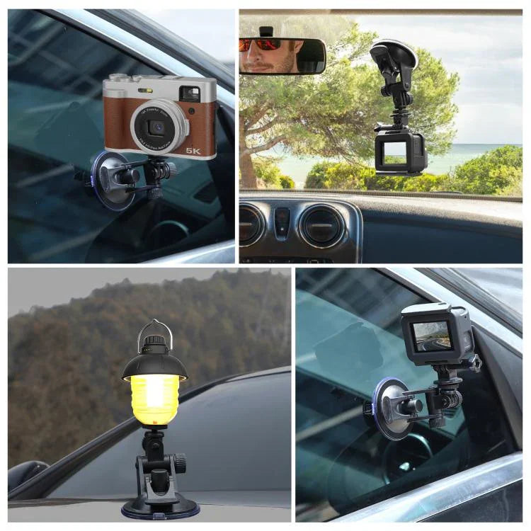 حامل شفط للسيارة من PULUZ مع برغي ومحول حامل ترايبود وحقيبة تخزين لكاميرات GoPro و Insta360 و DJI وغيرها من كاميرات الحركة، حامل شفط