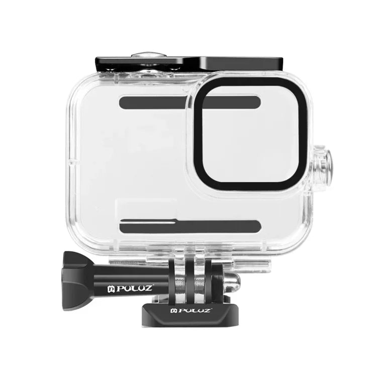 غطاء حماية مقاوم للماء بعمق 60 متر من PULUZ مع مشبك وقاعدة تثبيت أساسية وبرغي لكاميرا GoPro HERO13 Black /12 Black /11 Black /10 Black /9 Black، لكاميرا GoPro HERO9 Black