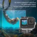 غطاء حماية مقاوم للماء بعمق 60 متر من PULUZ مع مشبك وقاعدة تثبيت أساسية وبرغي لكاميرا GoPro HERO13 Black /12 Black /11 Black /10 Black /9 Black، لكاميرا GoPro HERO9 Black