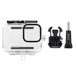 غطاء حماية مقاوم للماء بعمق 60 متر من PULUZ مع مشبك وقاعدة تثبيت أساسية وبرغي لكاميرا GoPro HERO13 Black /12 Black /11 Black /10 Black /9 Black، لكاميرا GoPro HERO9 Black
