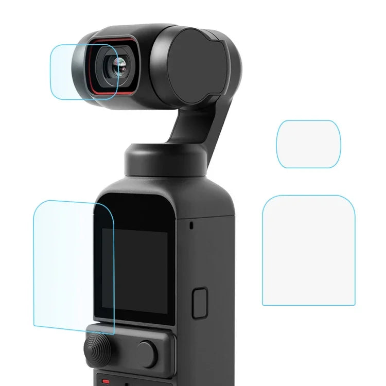 واقي عدسة زجاجي مقسى 9H 2.5D عالي الوضوح + فيلم شاشة لكاميرا DJI OSMO Pocket 2 من PULUZ، لكاميرا DJI OSMO Pocket 2