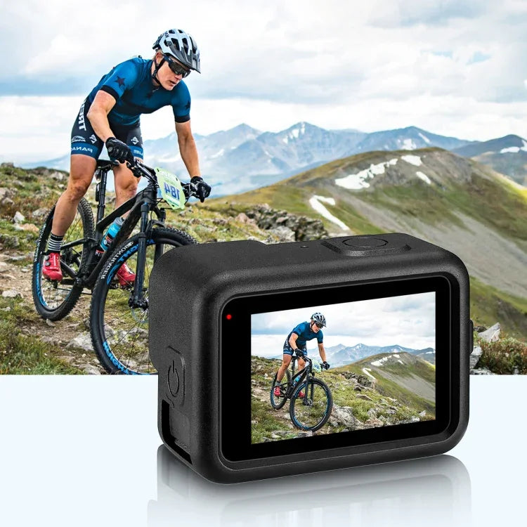 غطاء حماية سيليكون لكاميرا GoPro HERO12 Black /11 Black /10 Black /9 Black من PULUZ + غطاء واجهة جانبي من POM مع حزام معصم وغطاء عدسة، غطاء سيليكون لكاميرا GoPro HERO12 Black + غطاء جانبي
