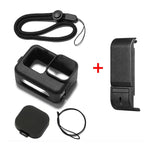 غطاء حماية سيليكون لكاميرا GoPro HERO12 Black /11 Black /10 Black /9 Black من PULUZ + غطاء واجهة جانبي من POM مع حزام معصم وغطاء عدسة، غطاء سيليكون لكاميرا GoPro HERO12 Black + غطاء جانبي