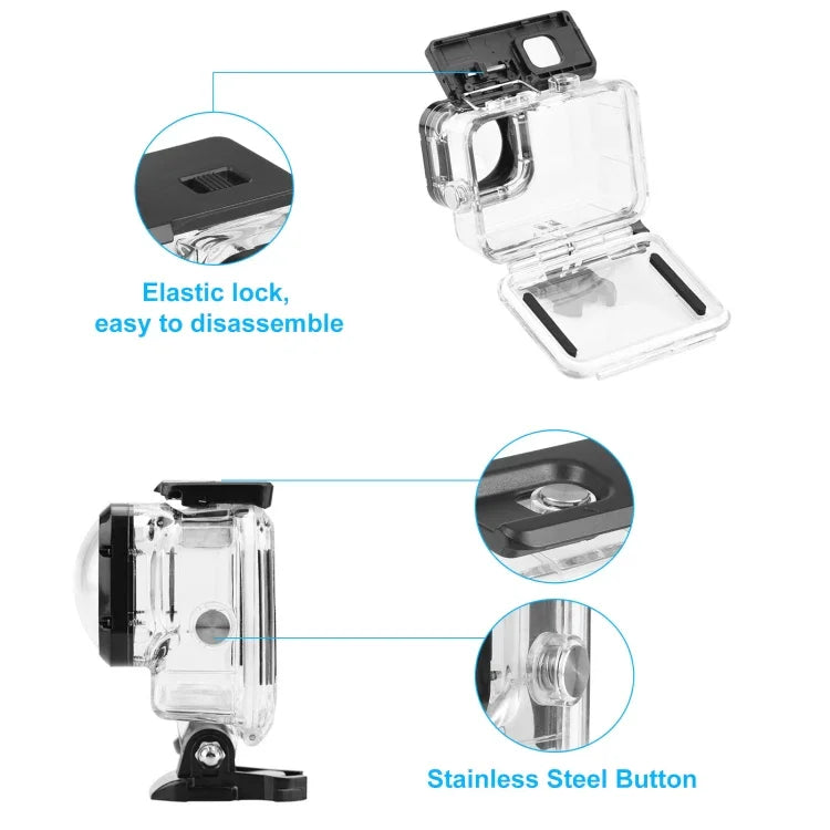 PULUZ غطاء حماية مقاوم للماء بعمق 40 متر مع مشبك وقاعدة تثبيت أساسية وبرغي لكاميرا GoPro HERO12 Black /11 Black /11 Black Mini /10 Black /9 Black مع عدسة مود ماكس، لكاميرا GoPro Hero11 Black / HERO10 Black