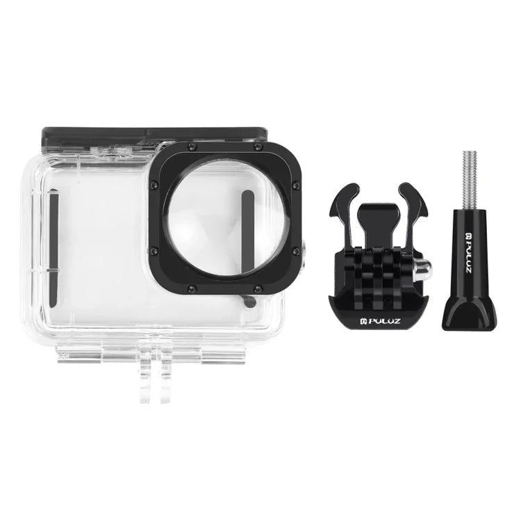 PULUZ غطاء حماية مقاوم للماء بعمق 40 متر مع مشبك وقاعدة تثبيت أساسية وبرغي لكاميرا GoPro HERO12 Black /11 Black /11 Black Mini /10 Black /9 Black مع عدسة مود ماكس، لكاميرا GoPro Hero11 Black / HERO10 Black