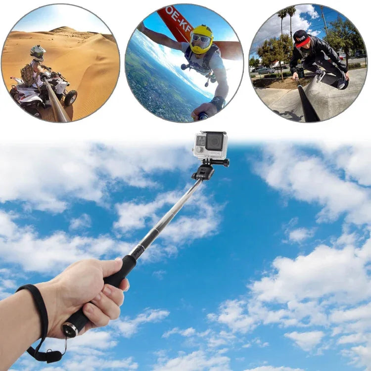 PULUZ عصا سيلفي يدوية قابلة للتمديد لكاميرات GoPro وInsta360 وDJI وغيرها من كاميرات الحركة، الطول: 22.5-80 سم، الطول: 22.5-100 سم