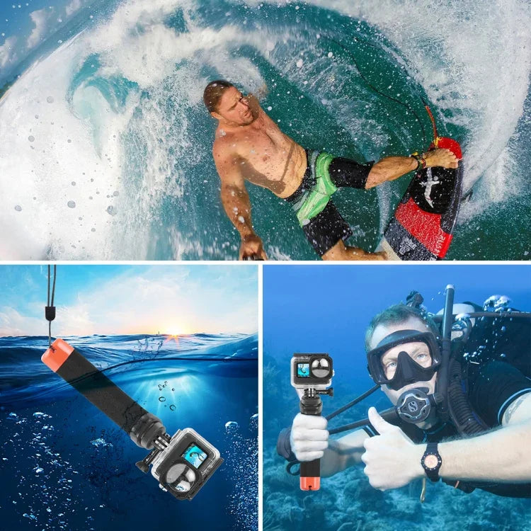 PULUZ مقابض رغوية عائمة مع حزام وقاعدة تحرير سريع لكاميرات GoPro وInsta360 وDJI وغيرها من كاميرات الحركة، مقابض رغوية عائمة