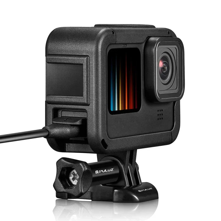 قفص تثبيت إطار PA قابل للشحن مع فتحة قاعدة حذاء بارد لكاميرات GoPro HERO13 Black /12 Black /11 Black /11 Black Mini /10 Black /9 Black، قفص تثبيت إطار PA قابل للشحن