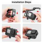 قفص تثبيت إطار PA قابل للشحن مع فتحة قاعدة حذاء بارد لكاميرات GoPro HERO13 Black /12 Black /11 Black /11 Black Mini /10 Black /9 Black، قفص تثبيت إطار PA قابل للشحن