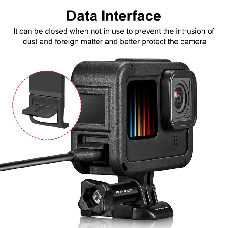 قفص توسيع إطار PA مع غطاء واجهة جانبي لكاميرات GoPro HERO12 Black /11 Black /10 Black /9 Black، قفص PA مع غطاء جانبي
