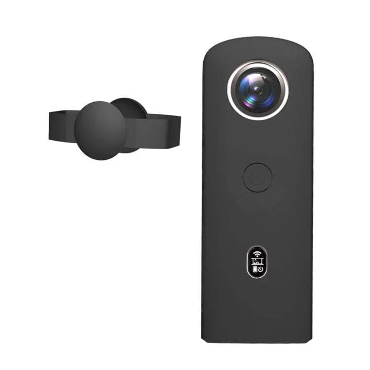 غطاء حماية سيليكون مع غطاء عدسة لكاميرا Ricoh Theta SC2 360 بانورامية من PULUZ، غطاء سيليكون لـ Ricoh Theta SC2 (أسود)