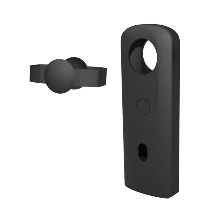 غطاء حماية سيليكون مع غطاء عدسة لكاميرا Ricoh Theta SC2 360 بانورامية من PULUZ، غطاء سيليكون لـ Ricoh Theta SC2 (أسود)