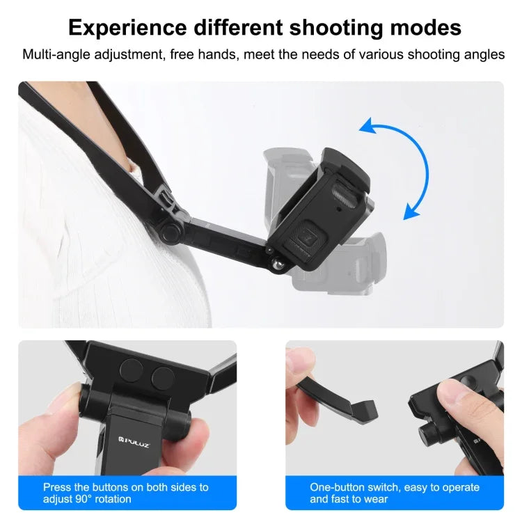 حامل رقبة قابل للتعديل من PULUZ لكاميرات الحركة GoPro والهواتف الذكية